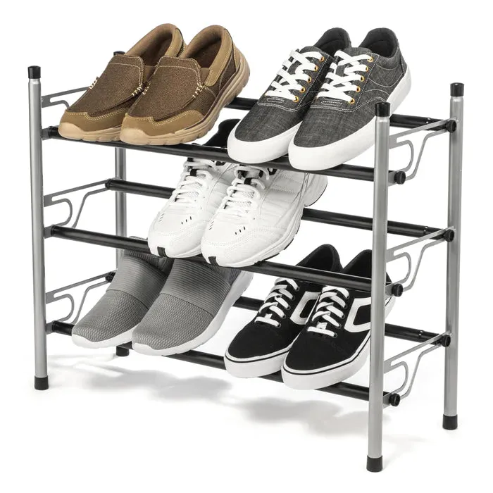 3 Tier Dual Position Slide & Adjust Shoe Rack L 22.08-43.7 X W 8.98 X H 19.69