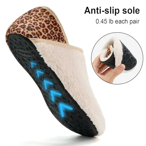 ANLUKE Slipper for Women Men Slipper Socks Fuzzy House Shoes Rubber Sole Slip On Soft-Lightweight Non Slip Indoor/Outdoor Beige