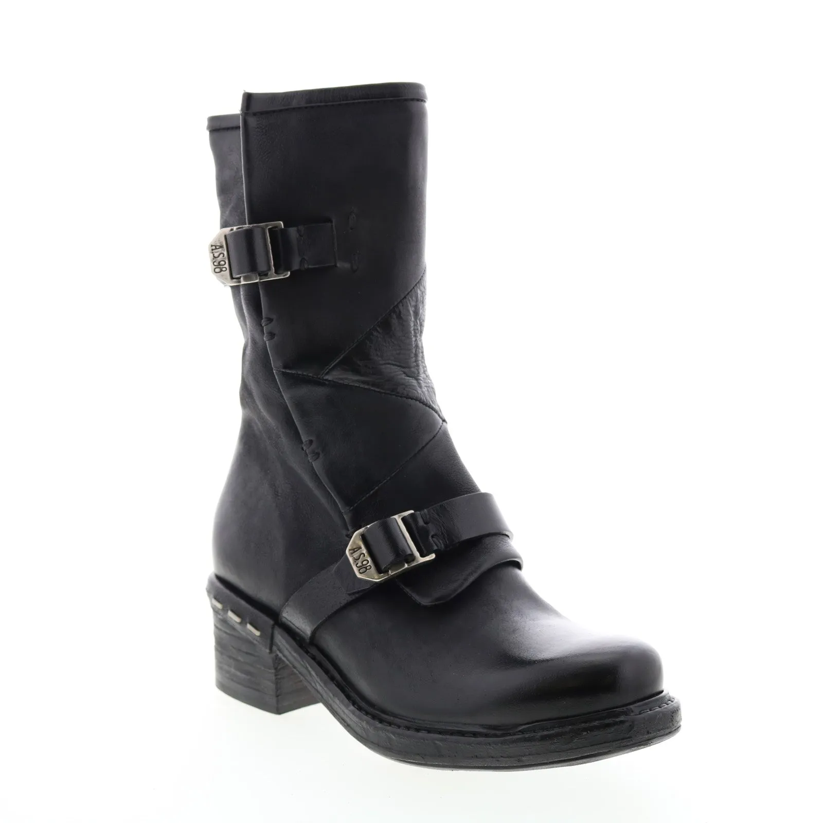 A.S.98 Norm A52203-101 Womens Black Leather Zipper Casual Dress Boots