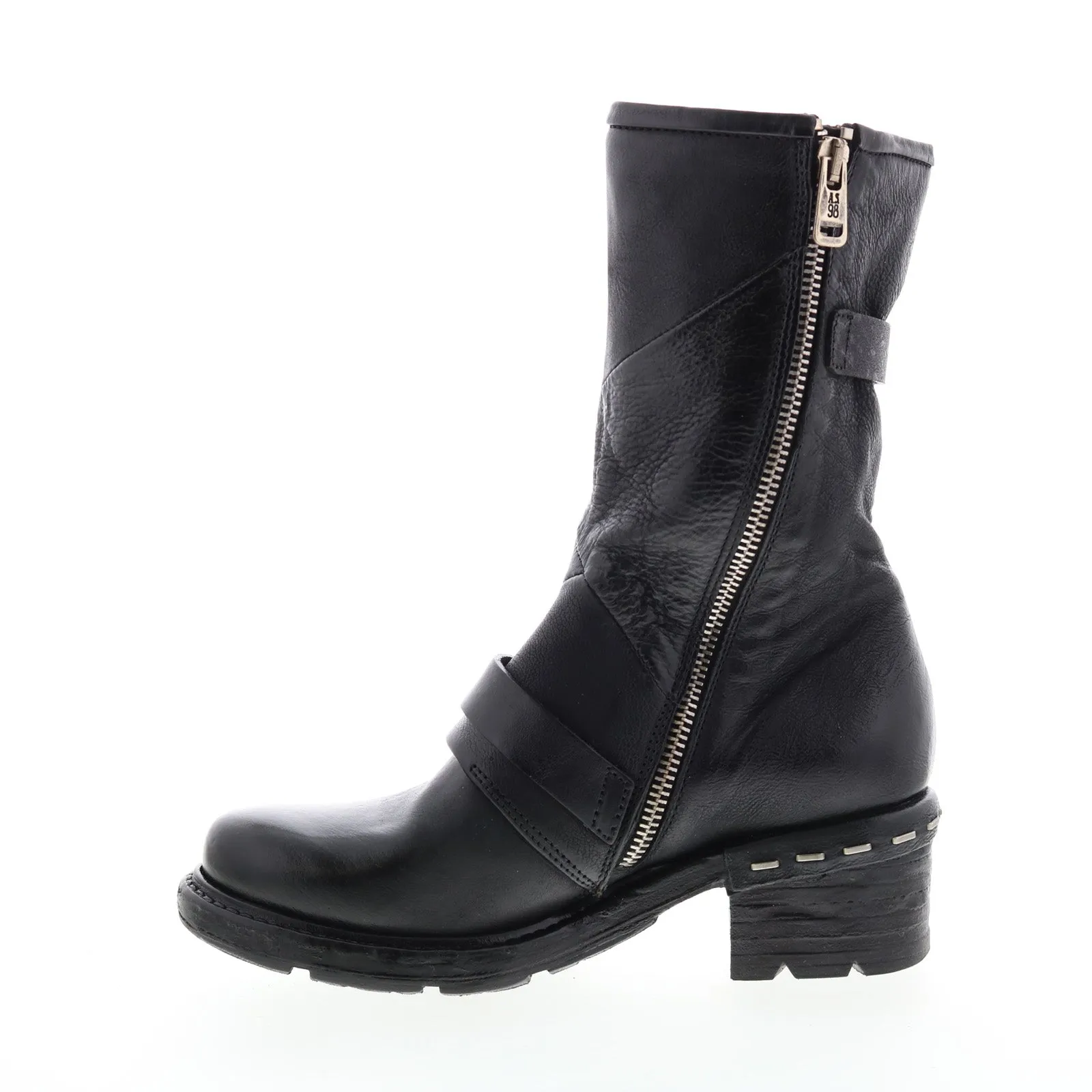 A.S.98 Norm A52203-101 Womens Black Leather Zipper Casual Dress Boots