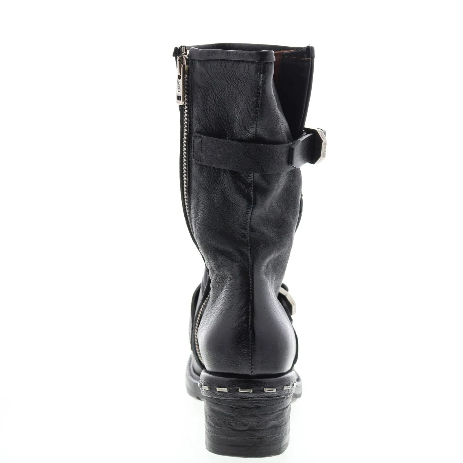 A.S.98 Norm A52203-101 Womens Black Leather Zipper Casual Dress Boots