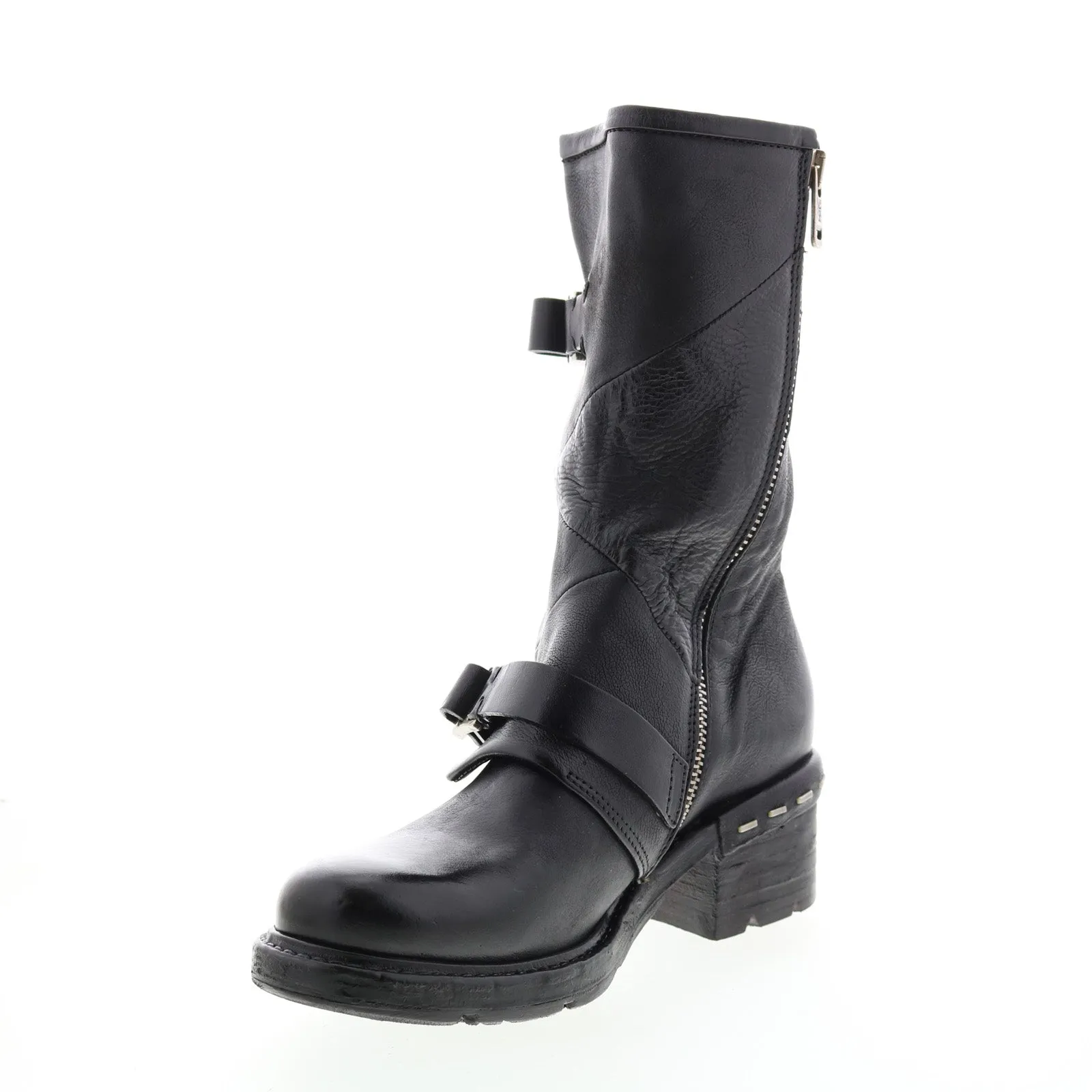 A.S.98 Norm A52203-101 Womens Black Leather Zipper Casual Dress Boots