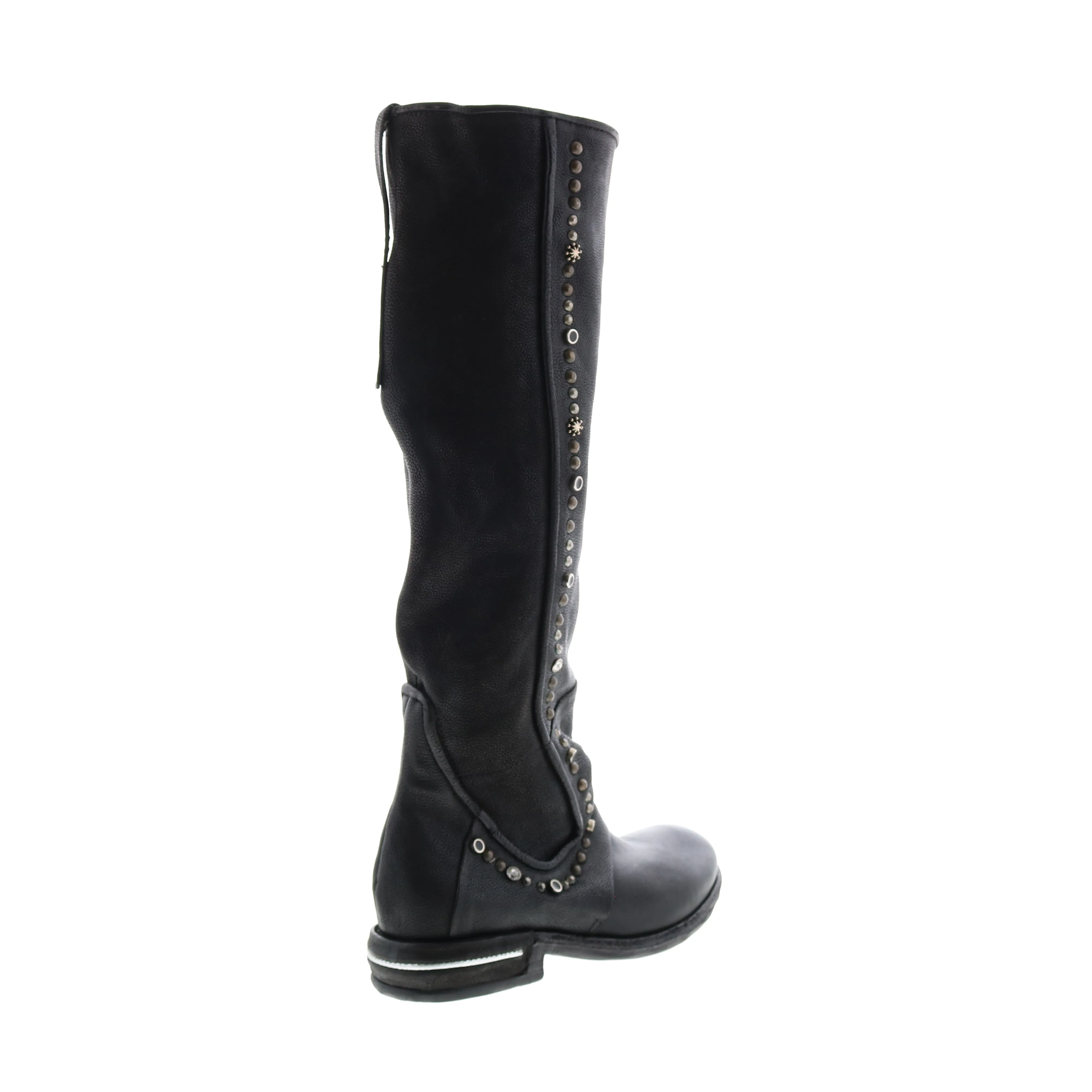 A.S.98 Tye 516338-201 Womens Black Leather Zipper Knee High Boots