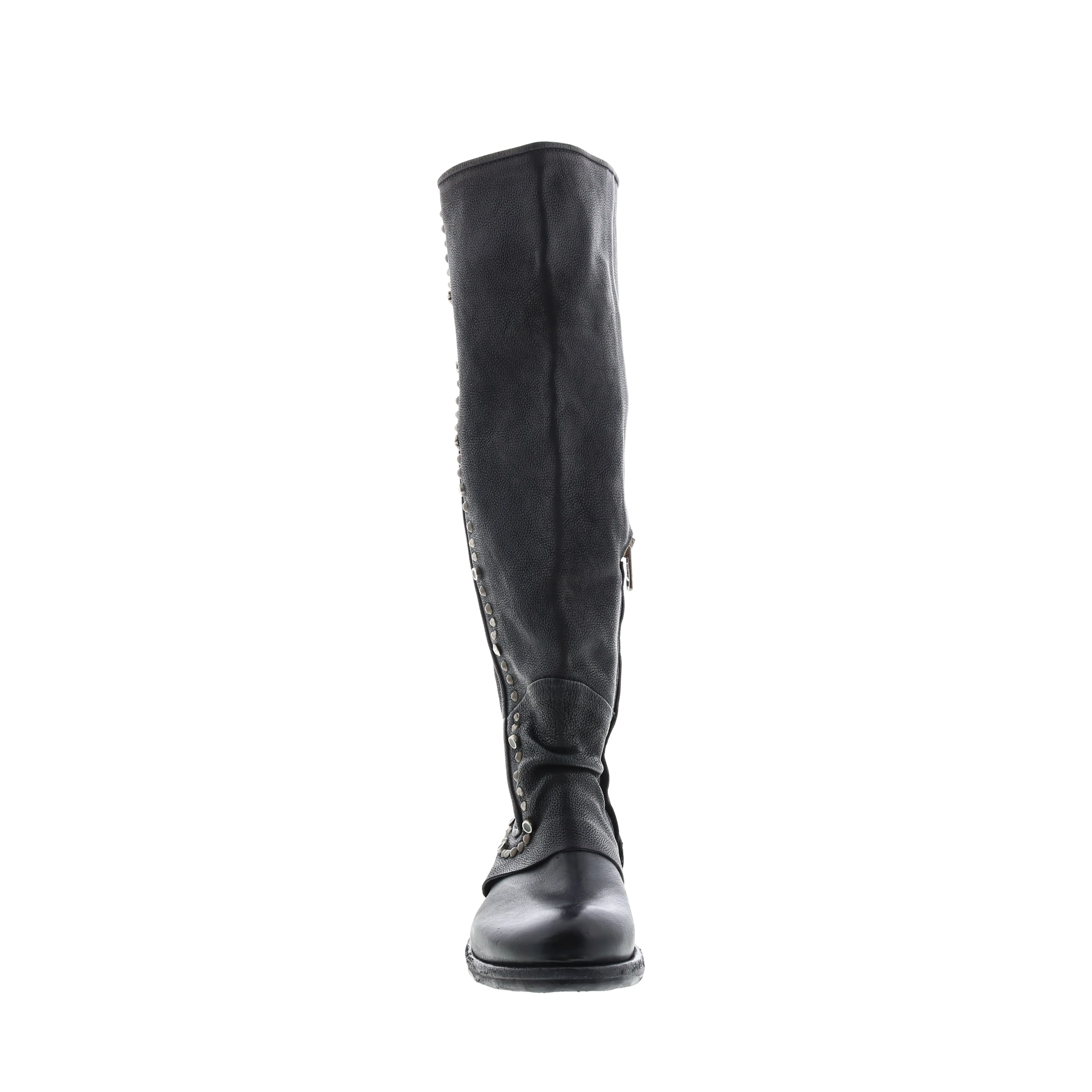 A.S.98 Tye 516338-201 Womens Black Leather Zipper Knee High Boots