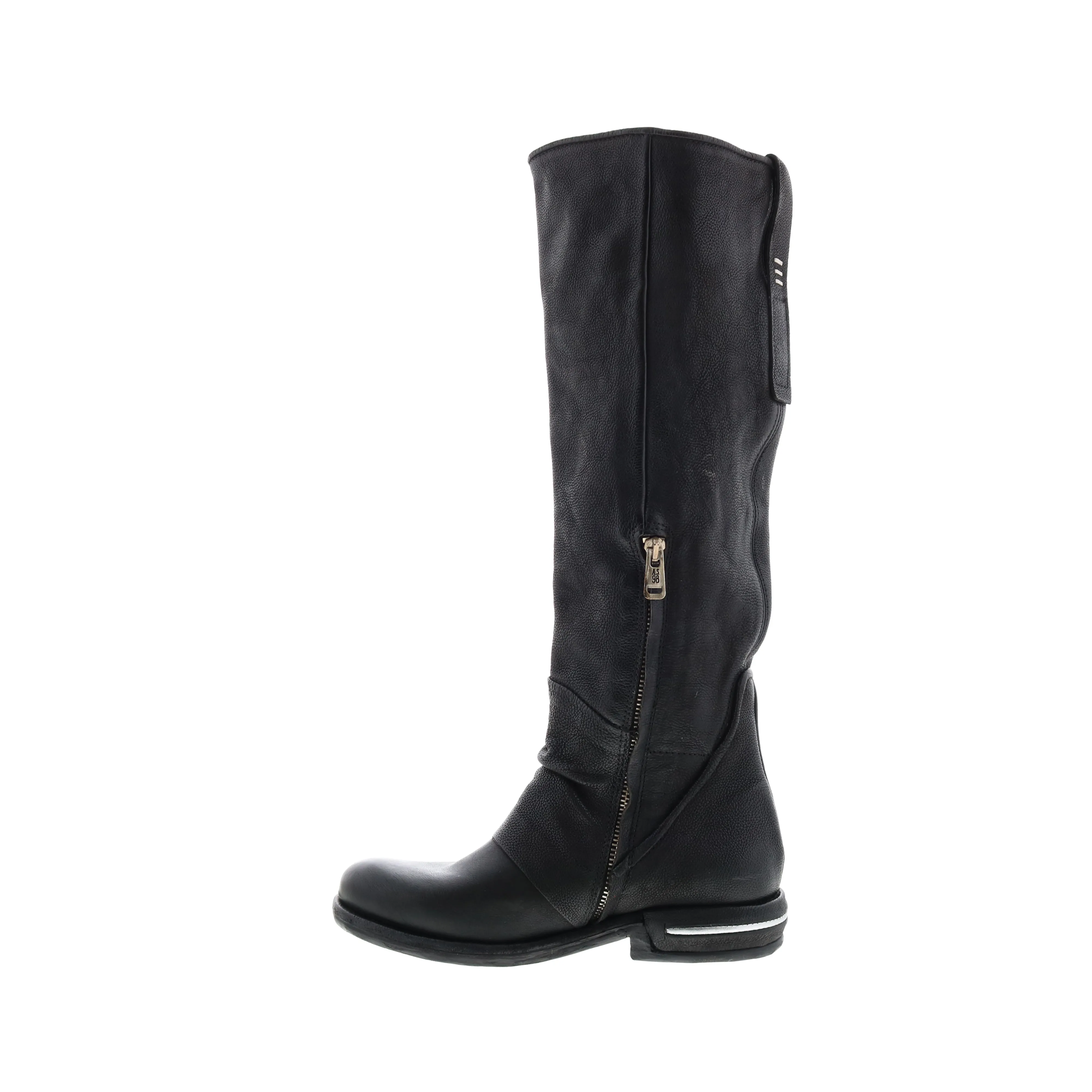 A.S.98 Tye 516338-201 Womens Black Leather Zipper Knee High Boots