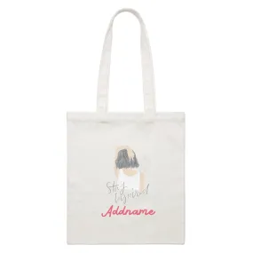 Beautiful Chic Stay Inspired With Addname White Canvas Bag