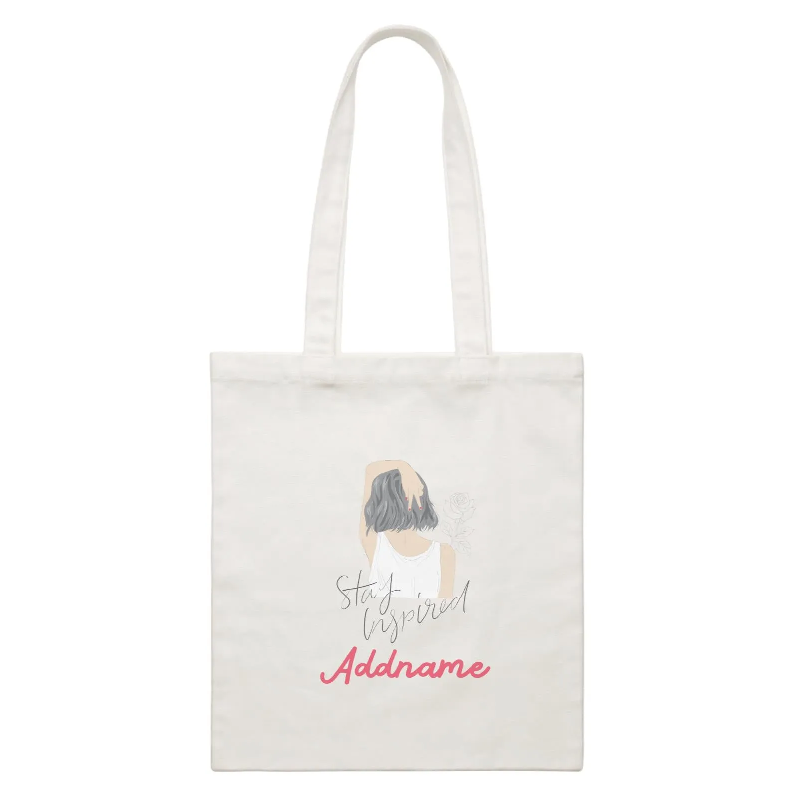 Beautiful Chic Stay Inspired With Addname White Canvas Bag