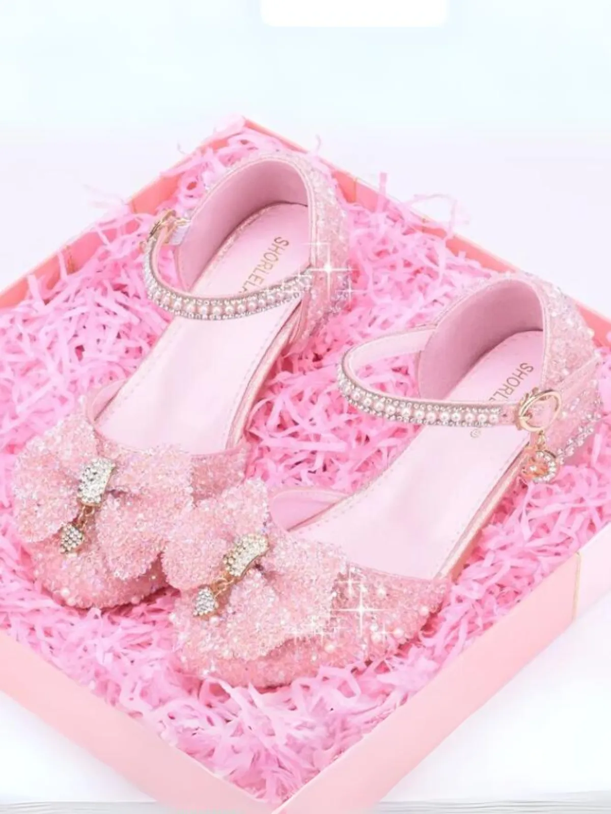 Bedazzled Glow Sparkling Ankle Strap Shoes By Liv and Mia