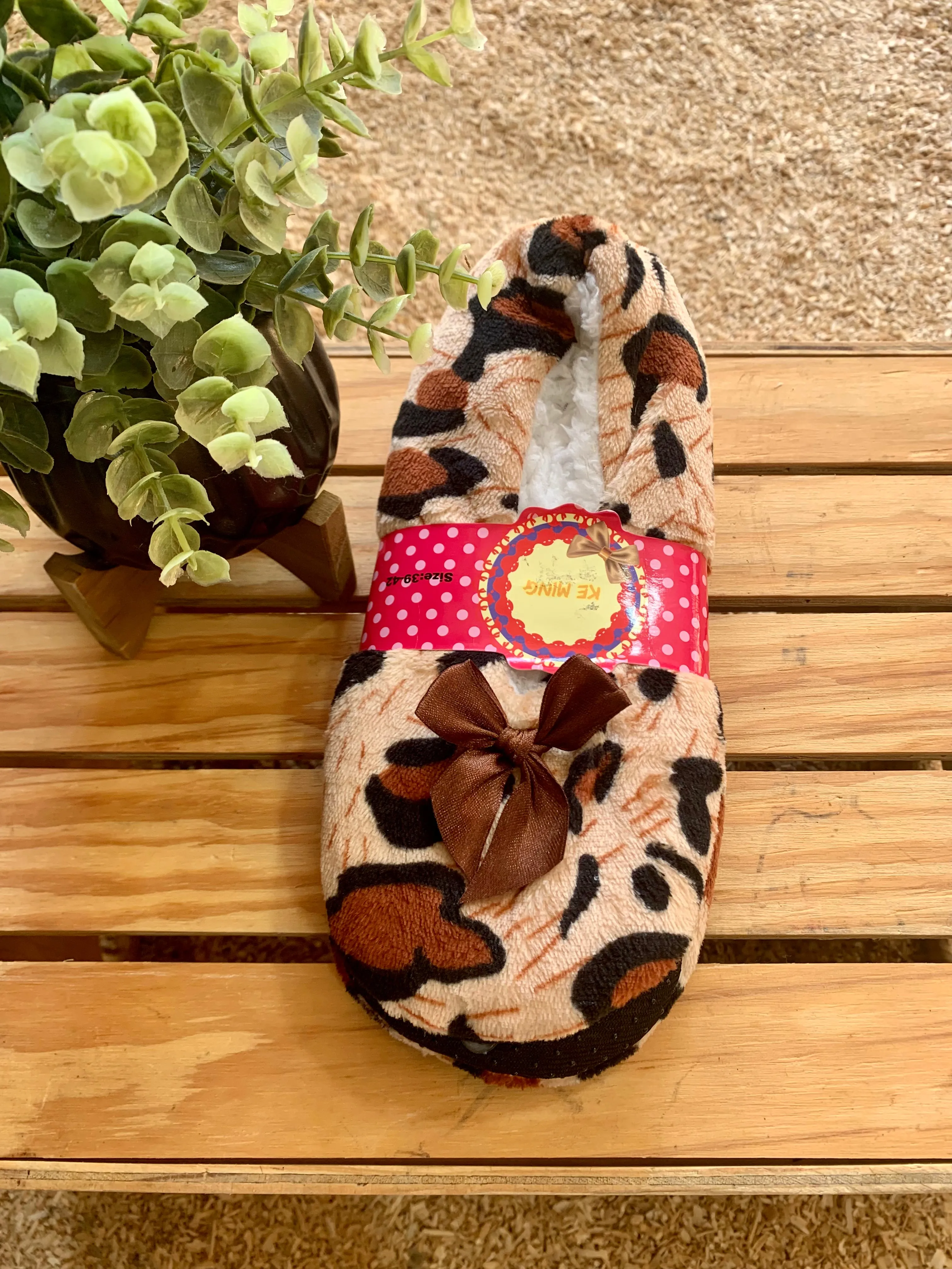 Brown Leopard Slip On House Shoes