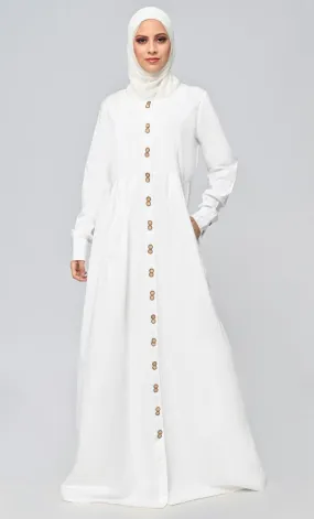 Buy Cotton Twill Button Down Abaya With Pockets