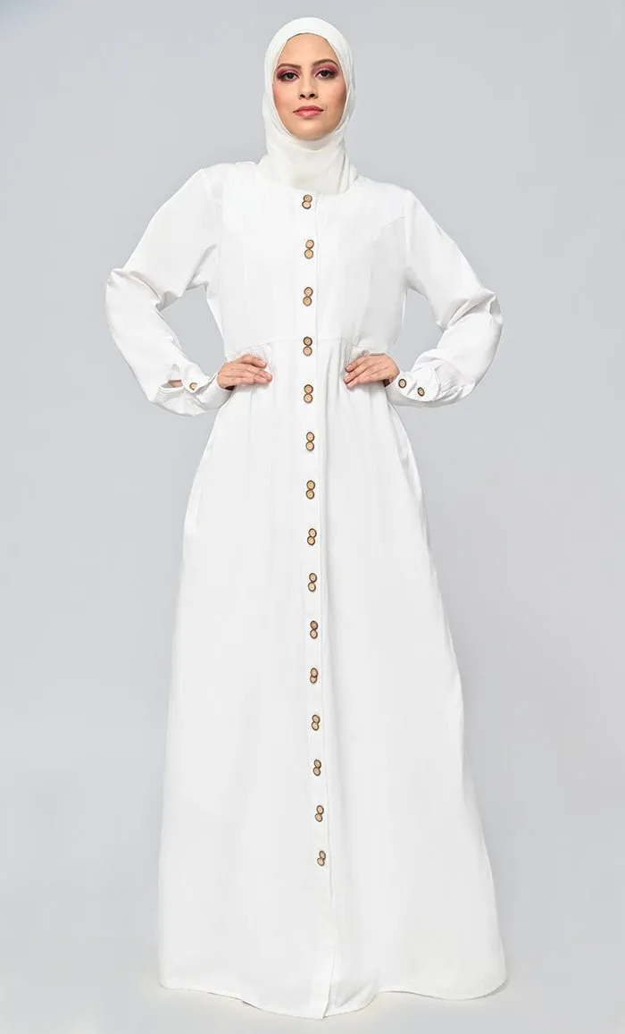 Buy Cotton Twill Button Down Abaya With Pockets