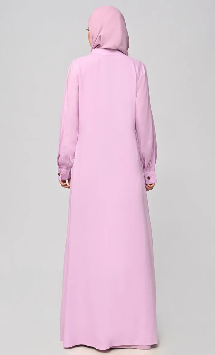 Buy Soft Rayon Button Down Abaya With Pockets