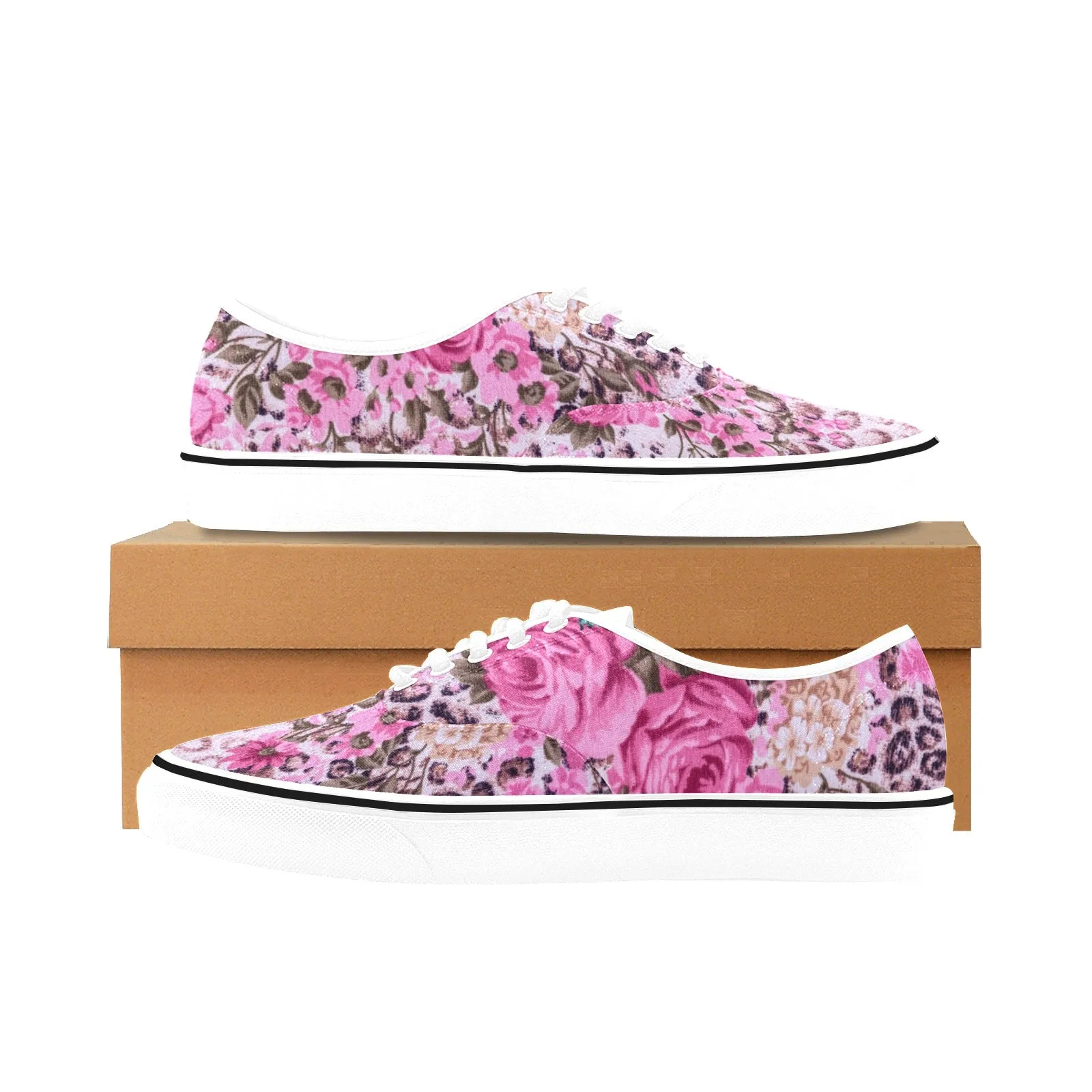 Cheetah Pink, Women's Classic Canvas Low Top Sneakers