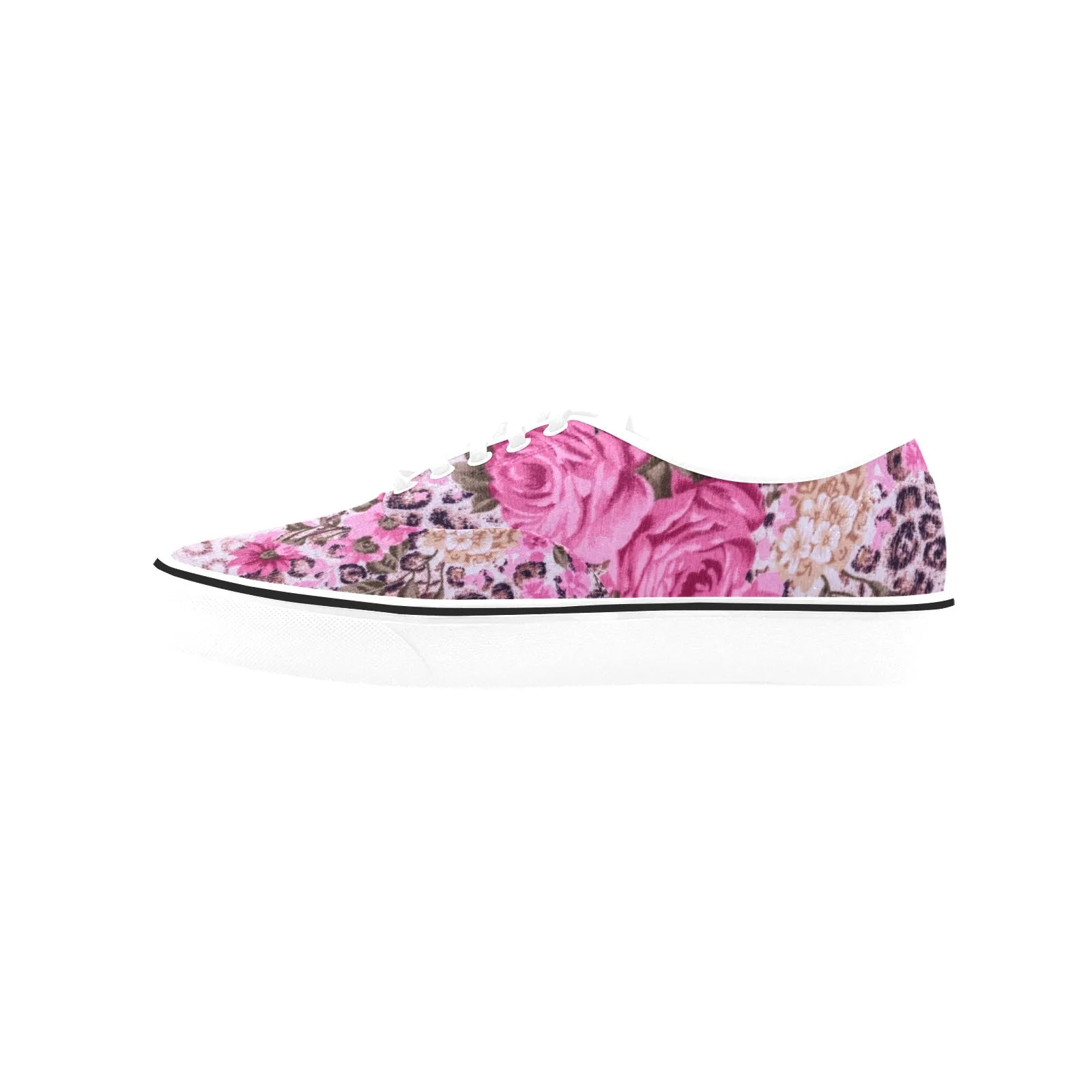 Cheetah Pink, Women's Classic Canvas Low Top Sneakers