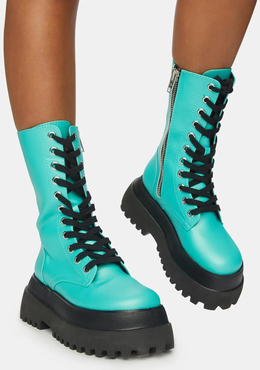 Distorted Reality Platform Combat Boots