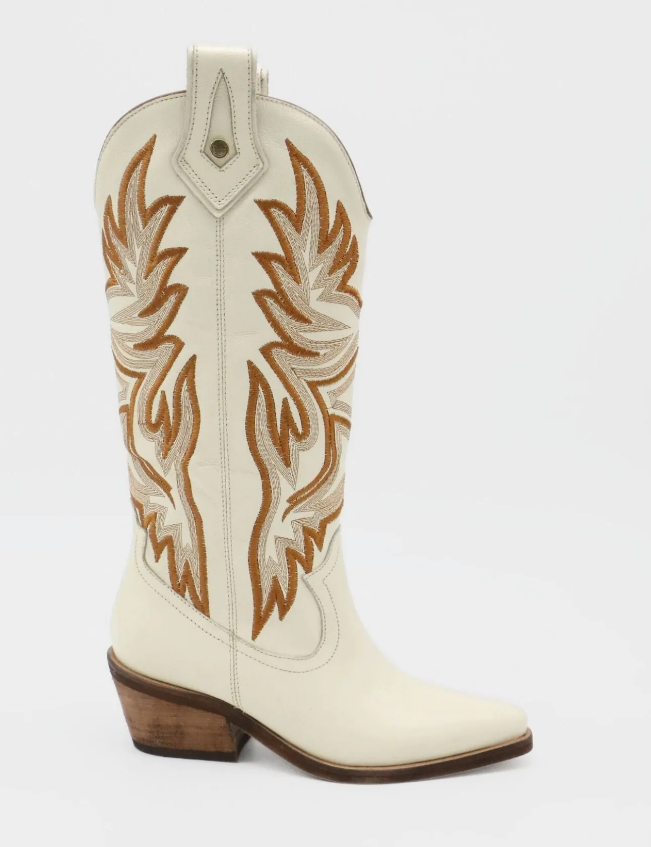 Dramen western cowboy boots in off white leather womens shoes