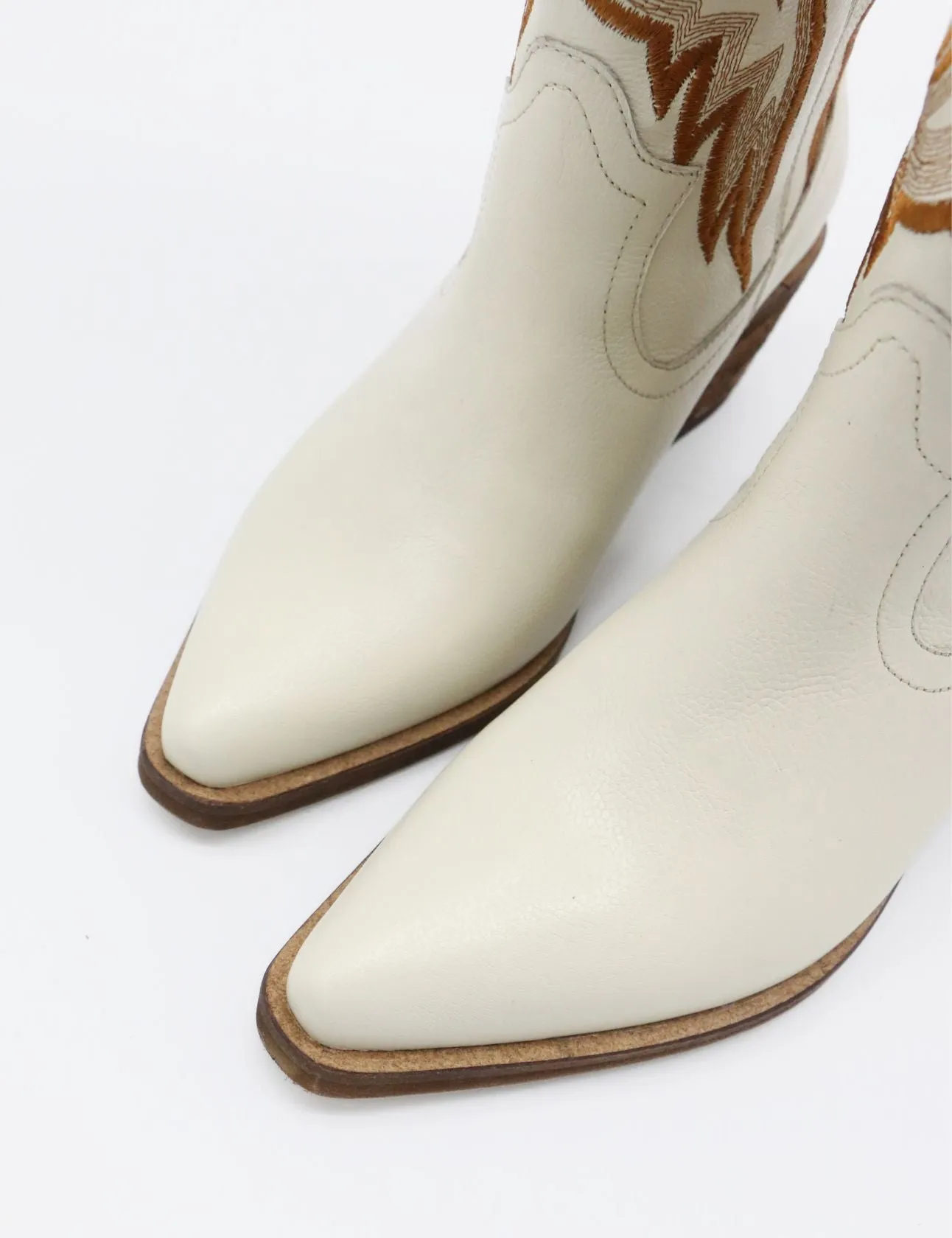 Dramen western cowboy boots in off white leather womens shoes