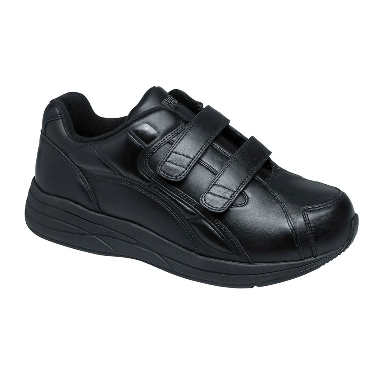 Drew Force V Hook and Loop Walking Shoe (Men) - Black Leather