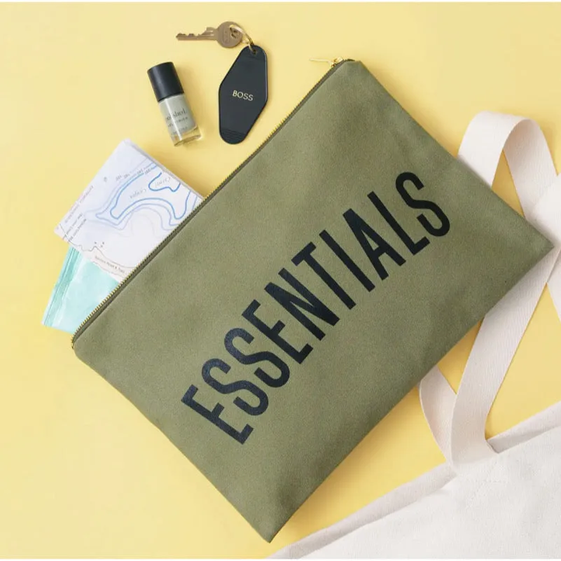 Essentials - Olive Green Canvas Pouch