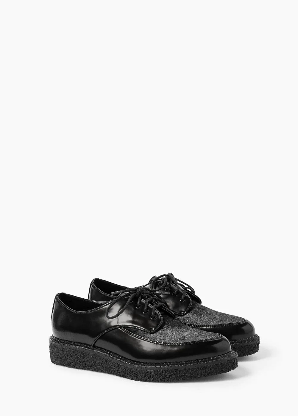 Fur leather creeper shoes