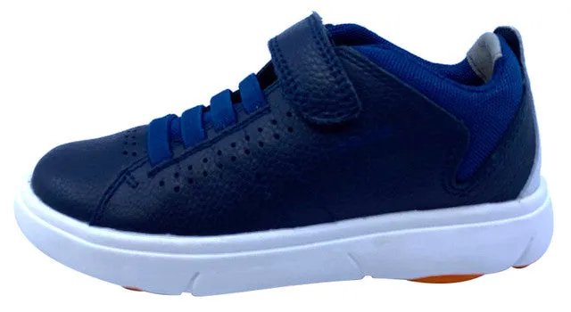 Geox Respira Boy's J Nebcup Hook and Loop Sneaker Shoes, Navy/Orange