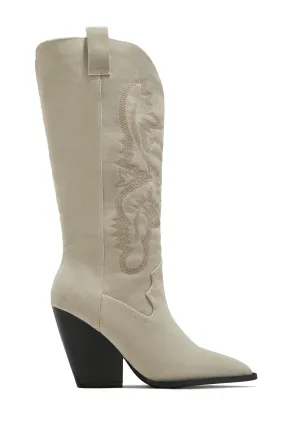 Jamille Block Heel Cowgirl Boots - Sand