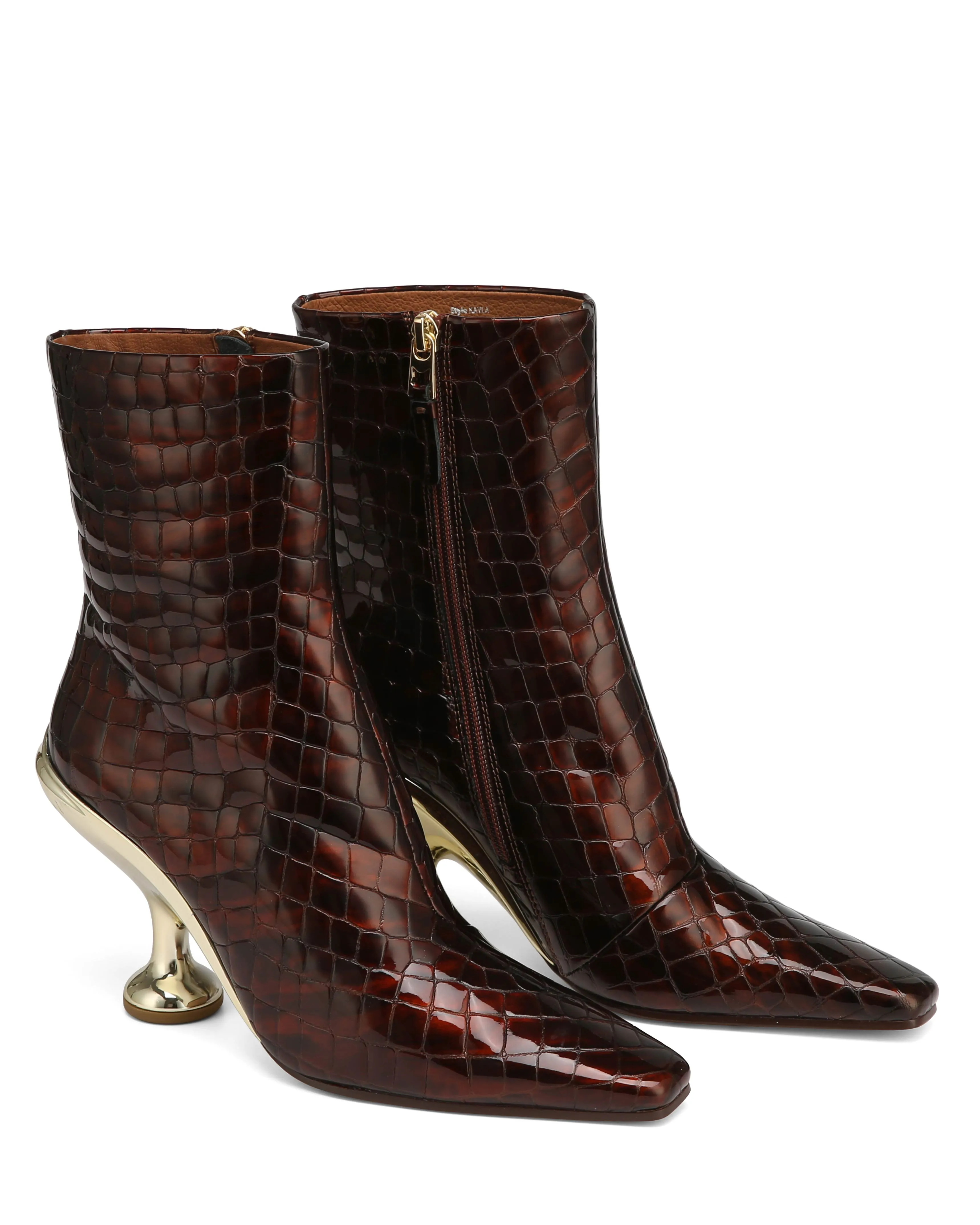 Kayla Patent Croc Leather Burnt