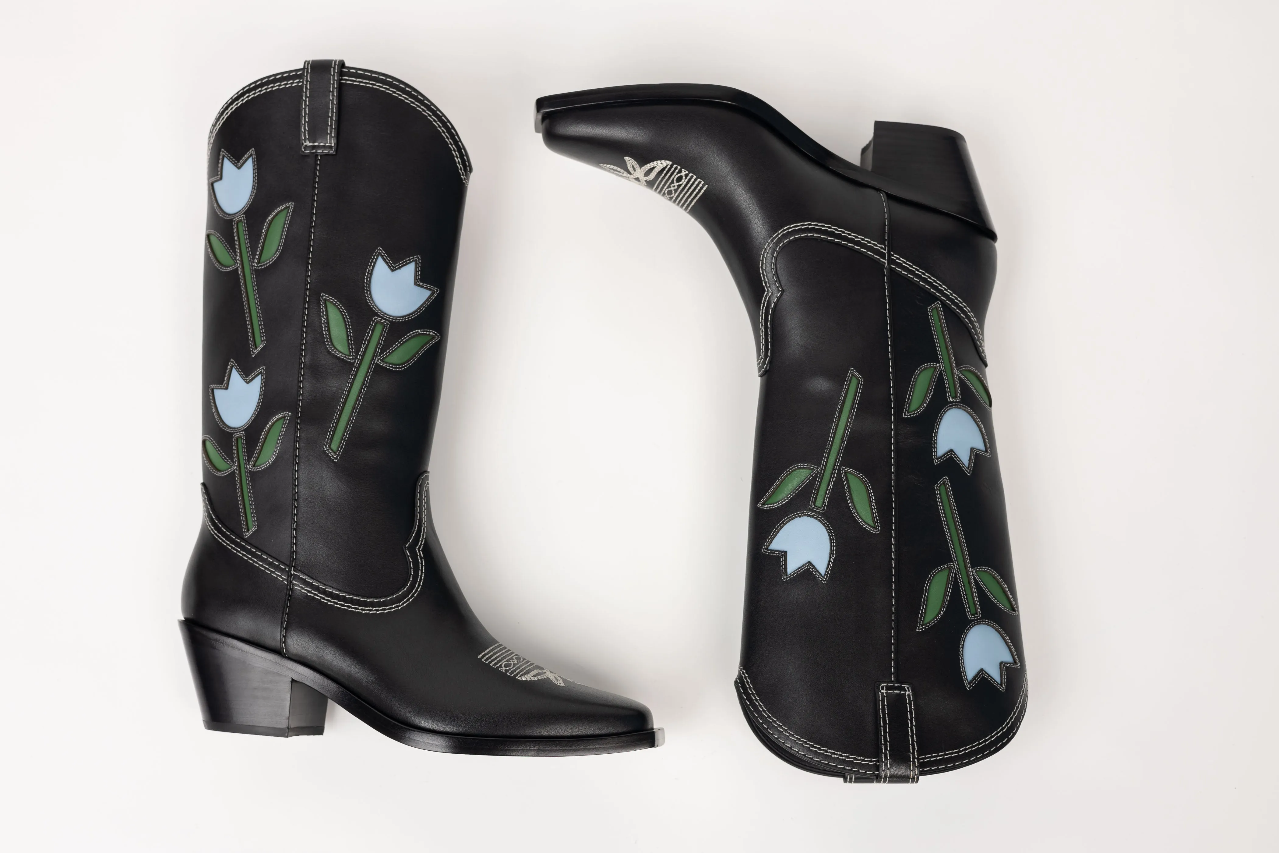 Loeffler Randall Wilder Cowboy Boots in Black