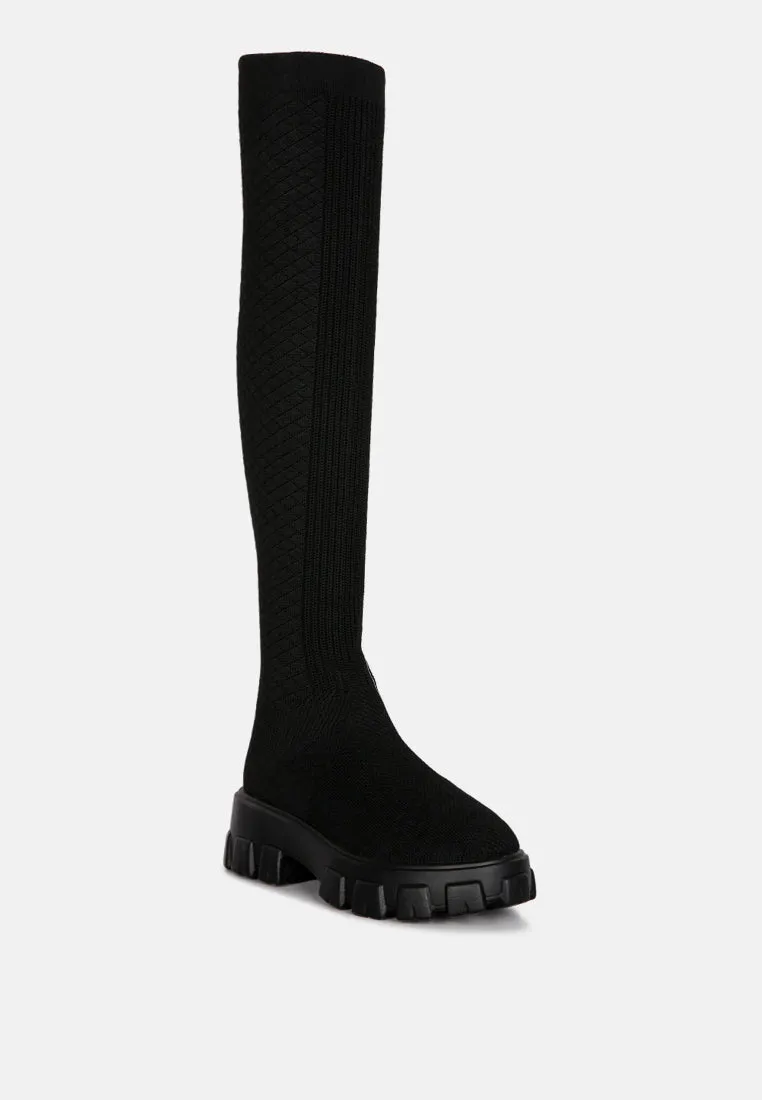 Loro Stretch Knit Knee High Boots