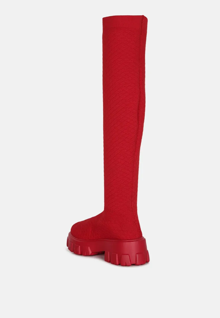 Loro Stretch Knit Knee High Boots