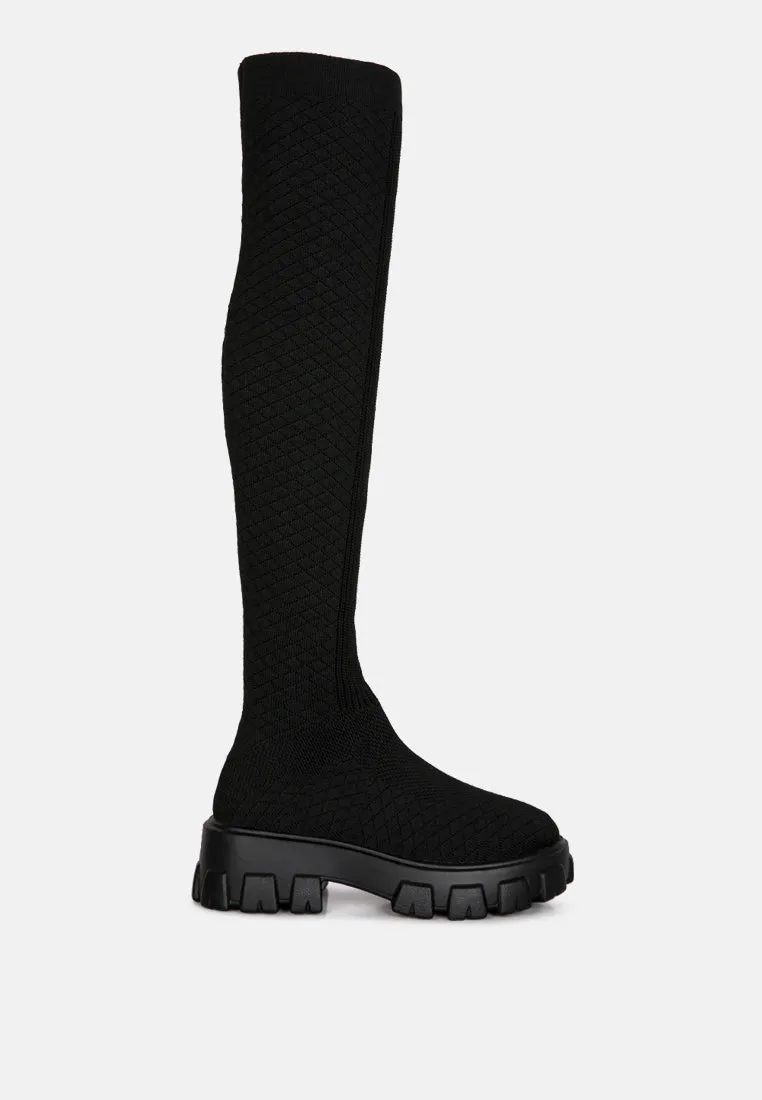 Loro Stretch Knit Knee High Boots