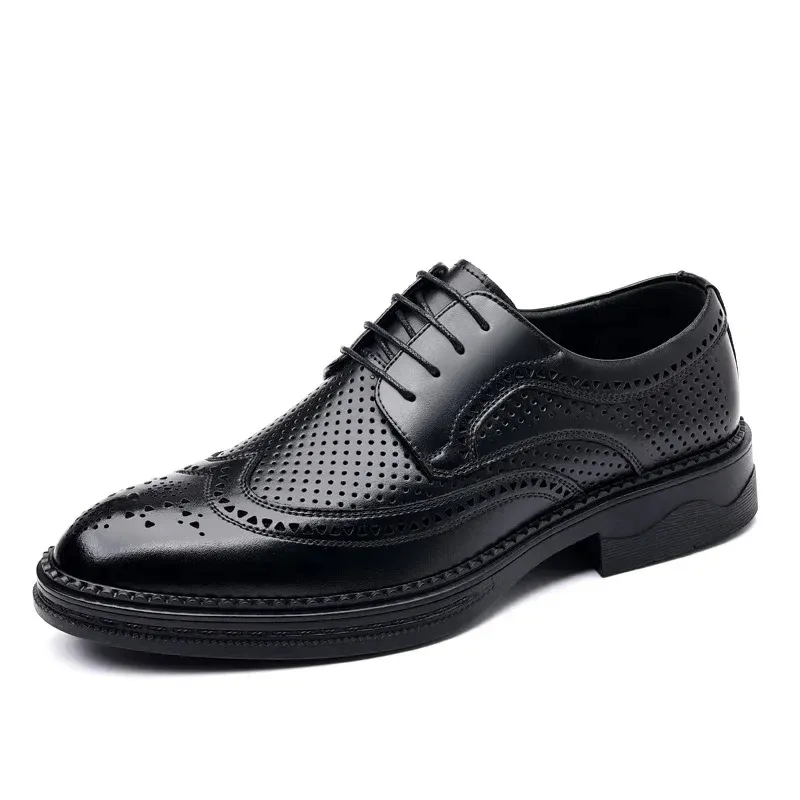 Men's Perforated Leather Wingtip Oxford Shoes with Brogue Design | Ideal for All Seasons