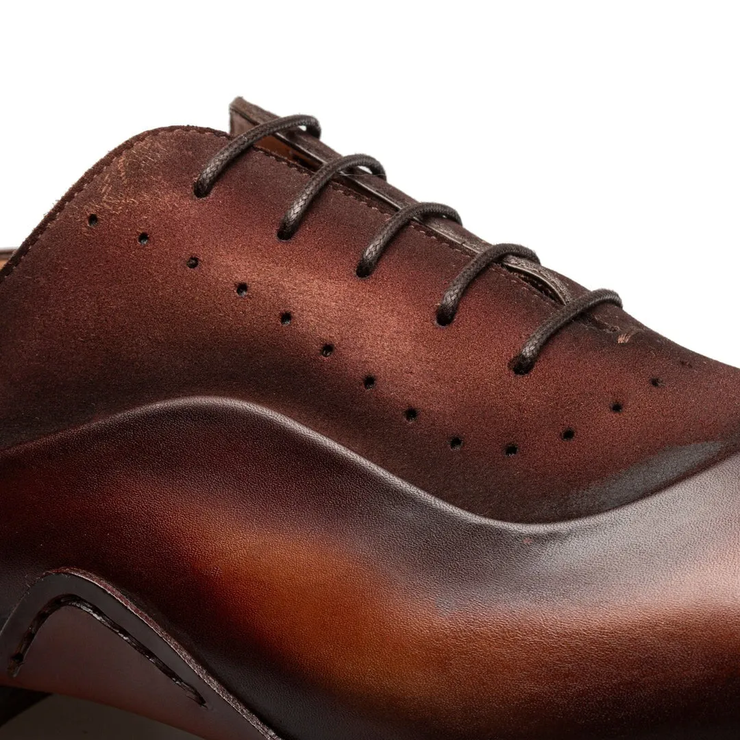 Mezlan Affari 21142 Men's Shoes Cognac & Rust Suede / Calf-Skin Leather Brogue Oxfords (MZ3739)