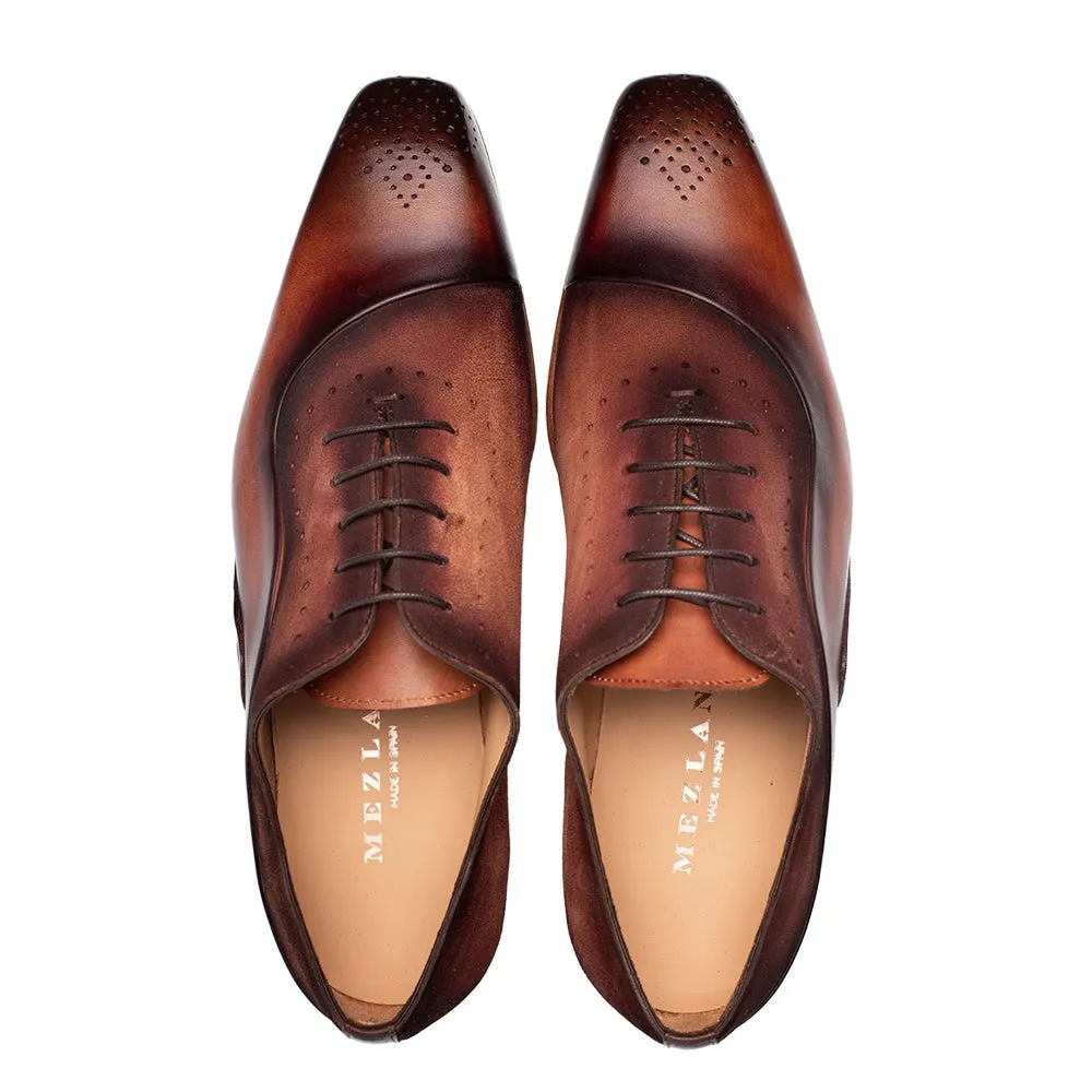 Mezlan Affari 21142 Men's Shoes Cognac & Rust Suede / Calf-Skin Leather Brogue Oxfords (MZ3739)