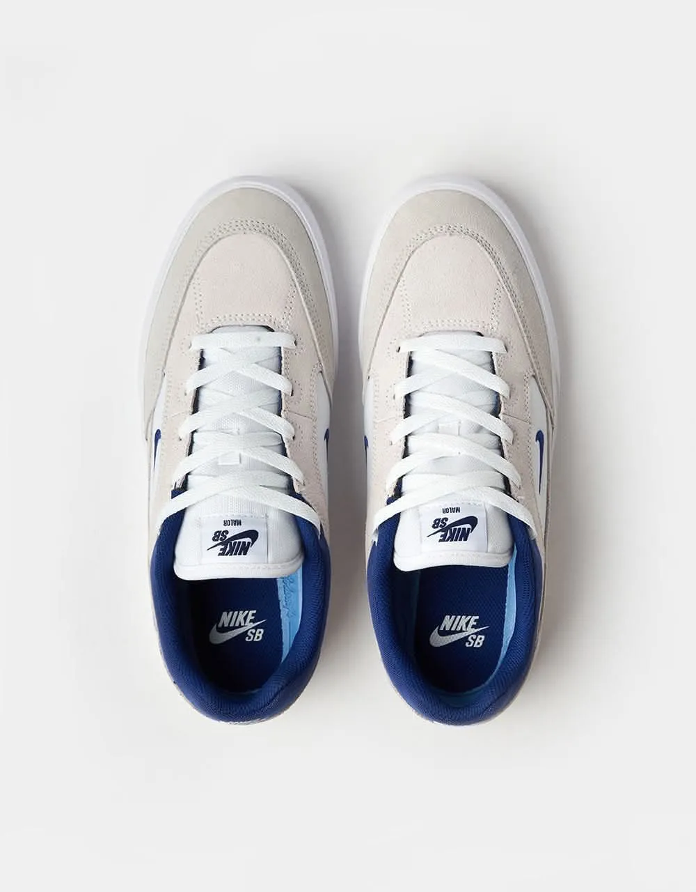 Nike SB Malor Skate Shoes - White/Deep Royal Blue-Platinum Tint