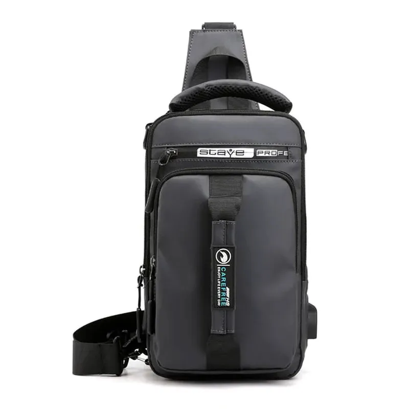 "Ultimate Men's Crossbody Bag: Stylish, Waterproof, and Equipped with USB Charging Port for On-the-Go Convenience!"