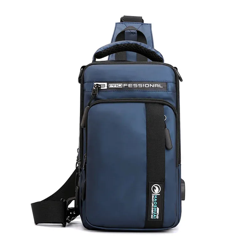 "Ultimate Men's Crossbody Bag: Stylish, Waterproof, and Equipped with USB Charging Port for On-the-Go Convenience!"