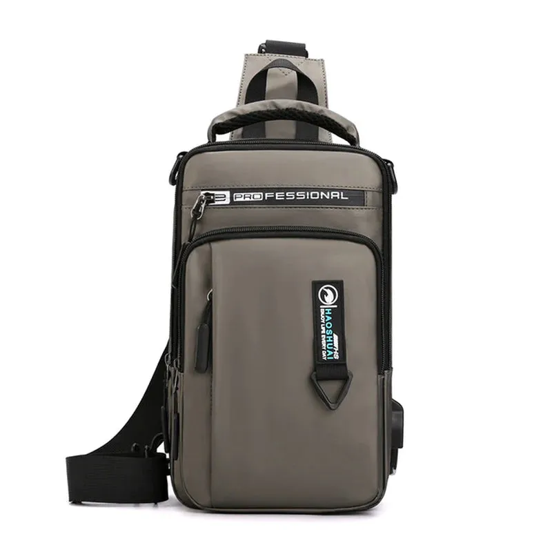 "Ultimate Men's Crossbody Bag: Stylish, Waterproof, and Equipped with USB Charging Port for On-the-Go Convenience!"