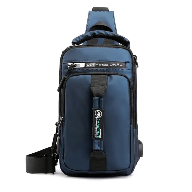 "Ultimate Men's Crossbody Bag: Stylish, Waterproof, and Equipped with USB Charging Port for On-the-Go Convenience!"