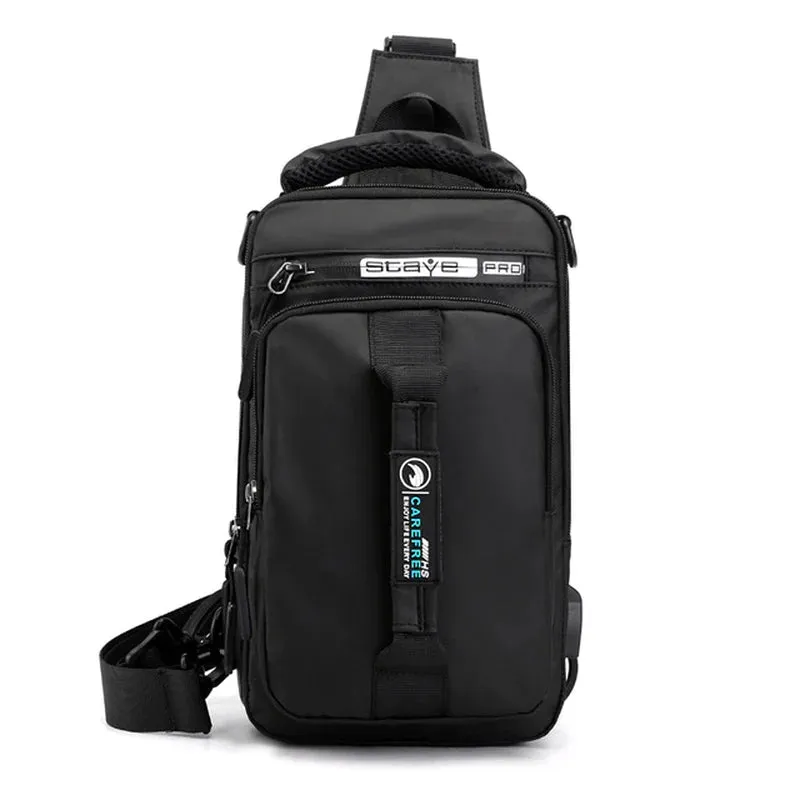 "Ultimate Men's Crossbody Bag: Stylish, Waterproof, and Equipped with USB Charging Port for On-the-Go Convenience!"