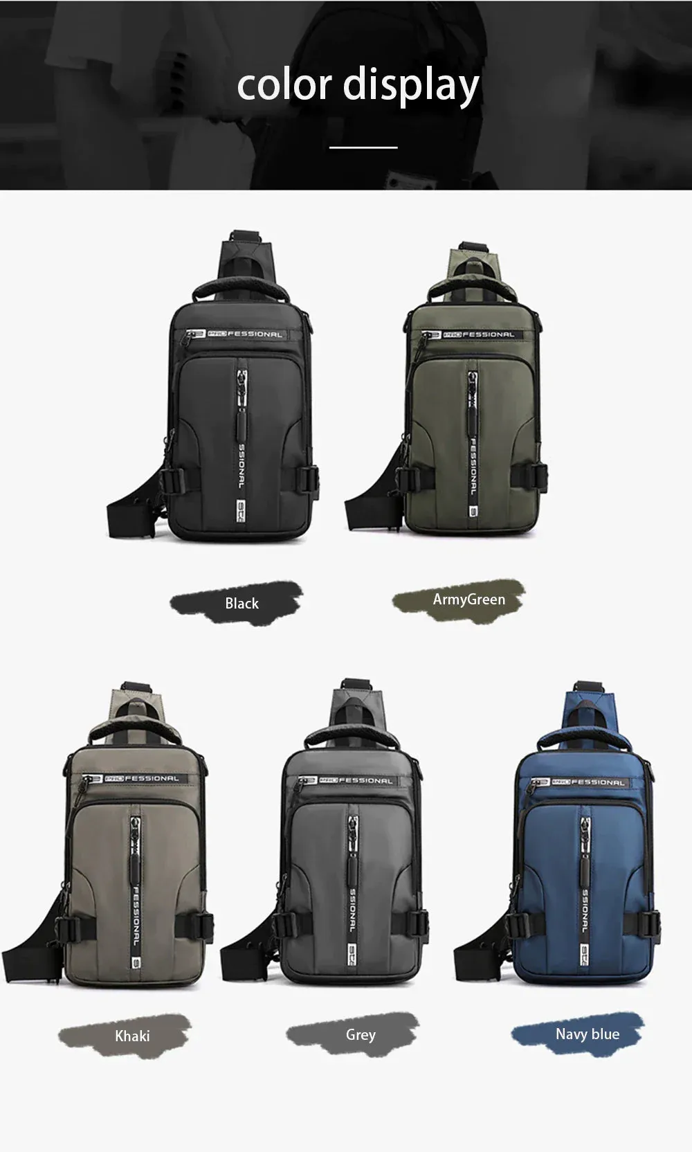 "Ultimate Men's Crossbody Bag: Stylish, Waterproof, and Equipped with USB Charging Port for On-the-Go Convenience!"