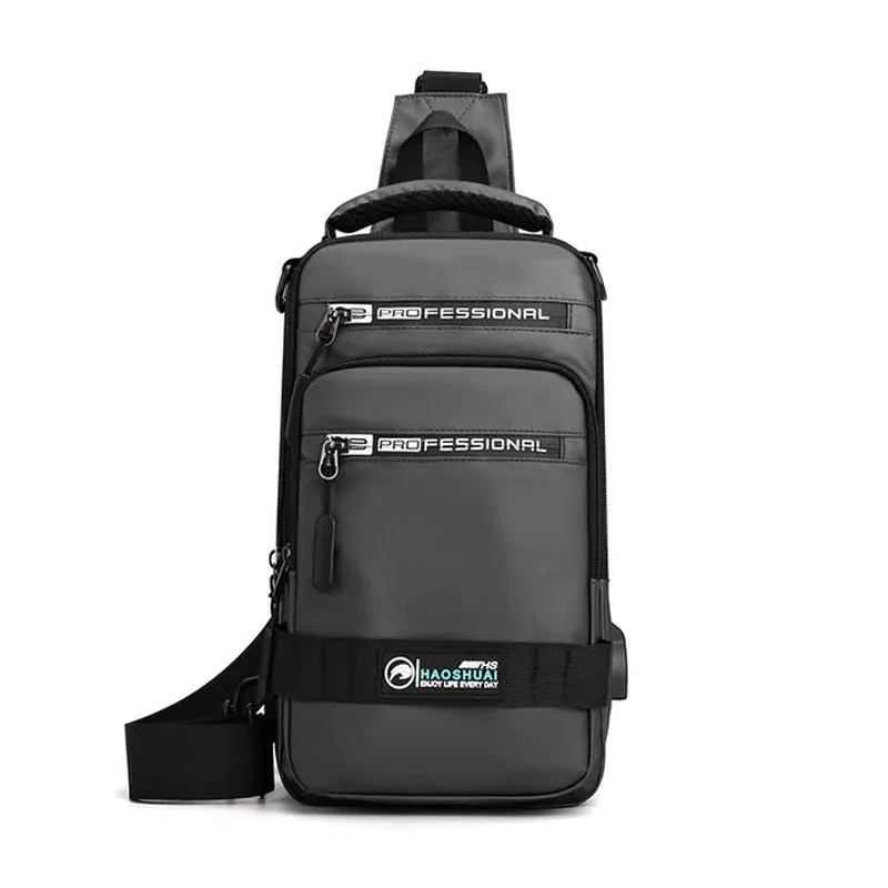 "Ultimate Men's Crossbody Bag: Stylish, Waterproof, and Equipped with USB Charging Port for On-the-Go Convenience!"