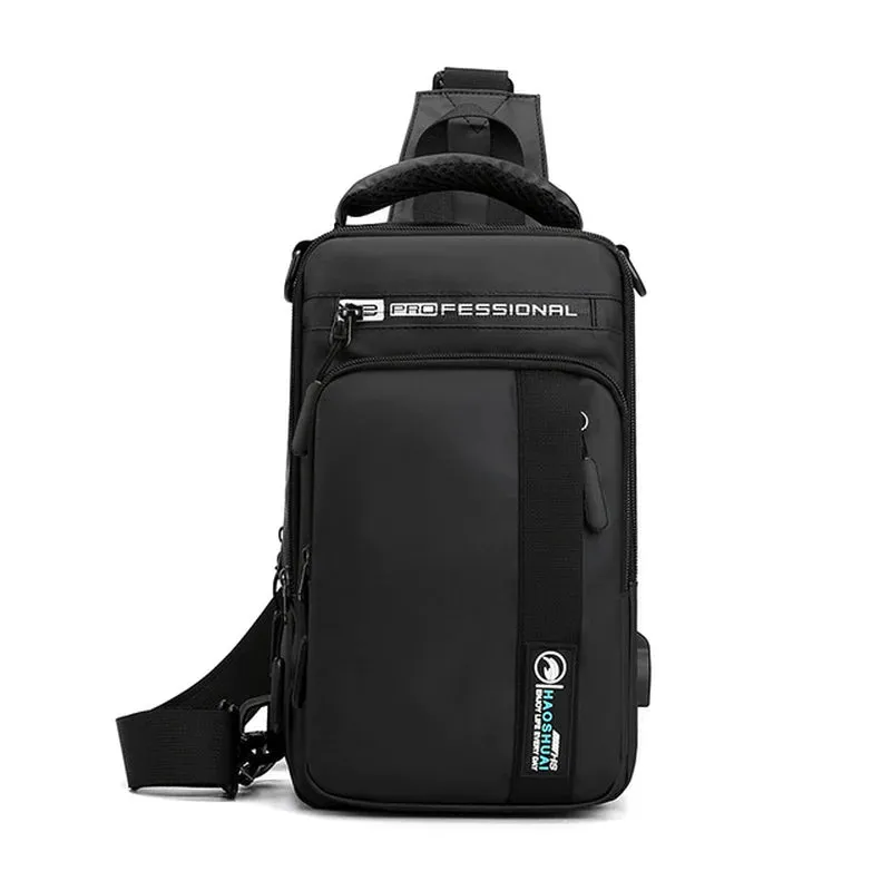 "Ultimate Men's Crossbody Bag: Stylish, Waterproof, and Equipped with USB Charging Port for On-the-Go Convenience!"