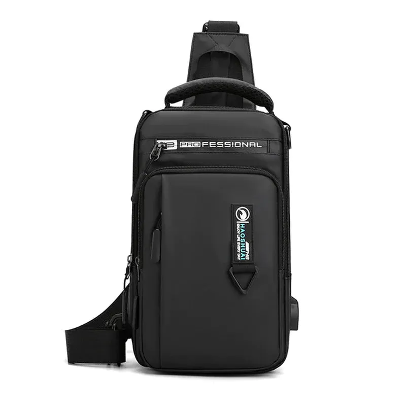 "Ultimate Men's Crossbody Bag: Stylish, Waterproof, and Equipped with USB Charging Port for On-the-Go Convenience!"