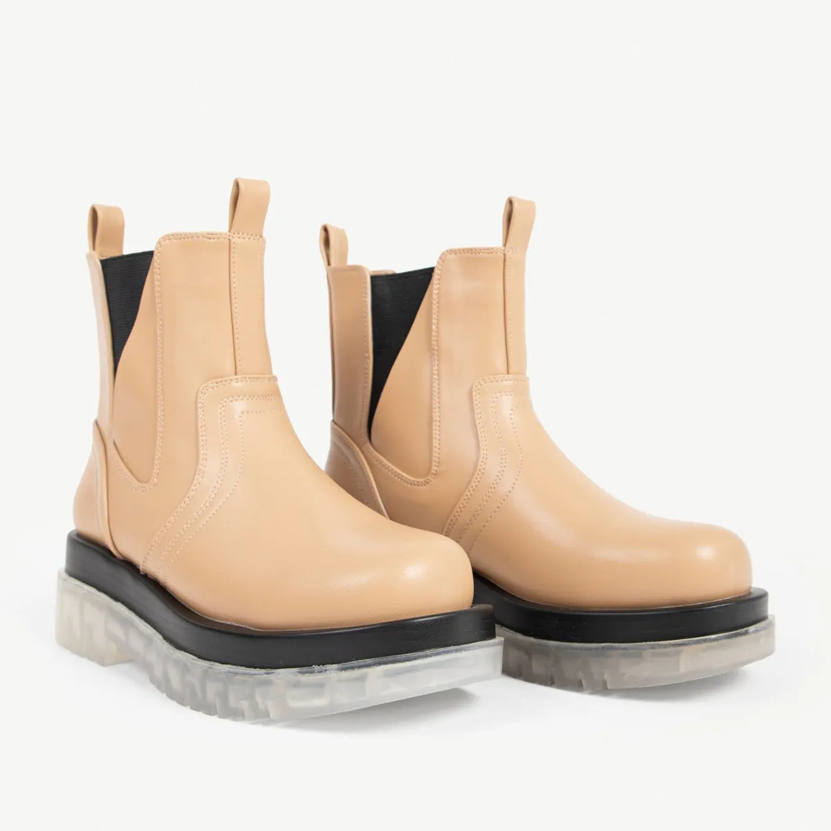 RAID Brazen Clear Sole Ankle Boot in Camel