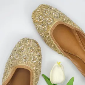 Tia Gold Embelised Bridal Juttis