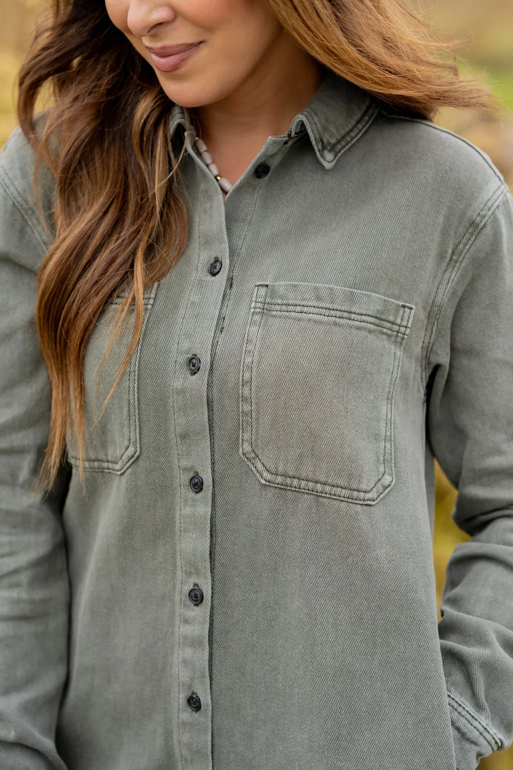 Vintage Washed Button Up Dress