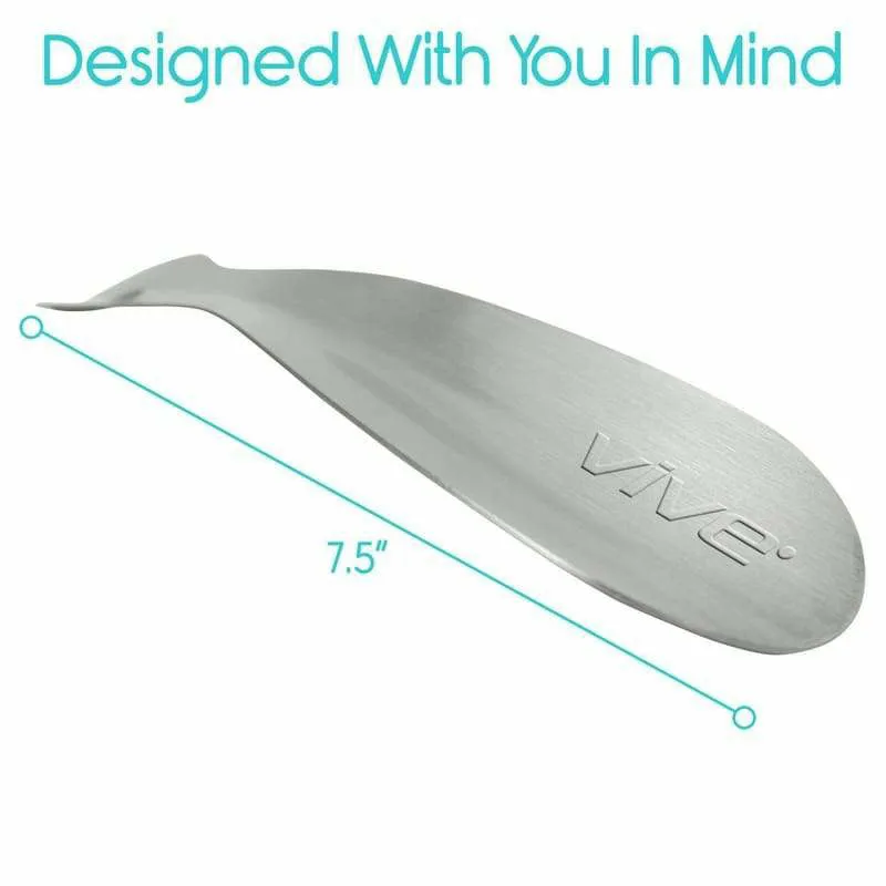 Vive Health 7.5" Metal Shoe Horn - Silver