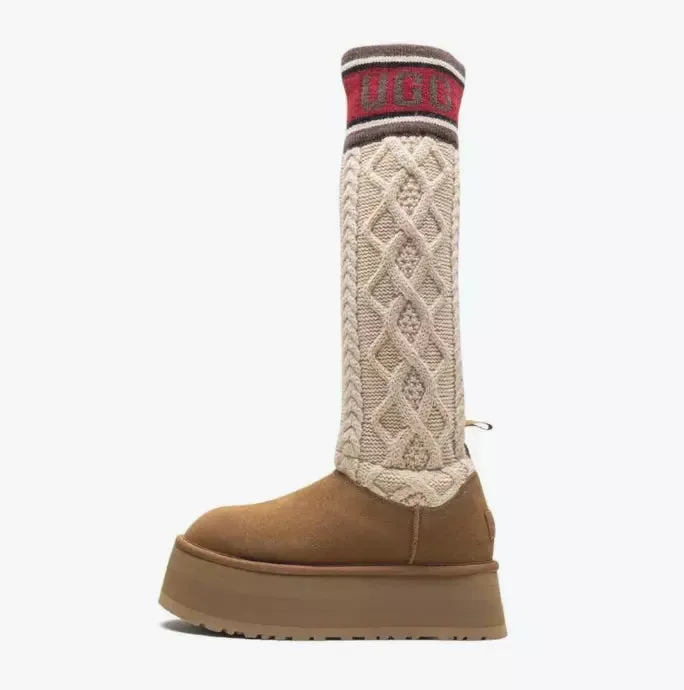 Women's Shoes UGG CLASSIC SWEATER LETTER Knit Boots 1144045 CHESTNUT