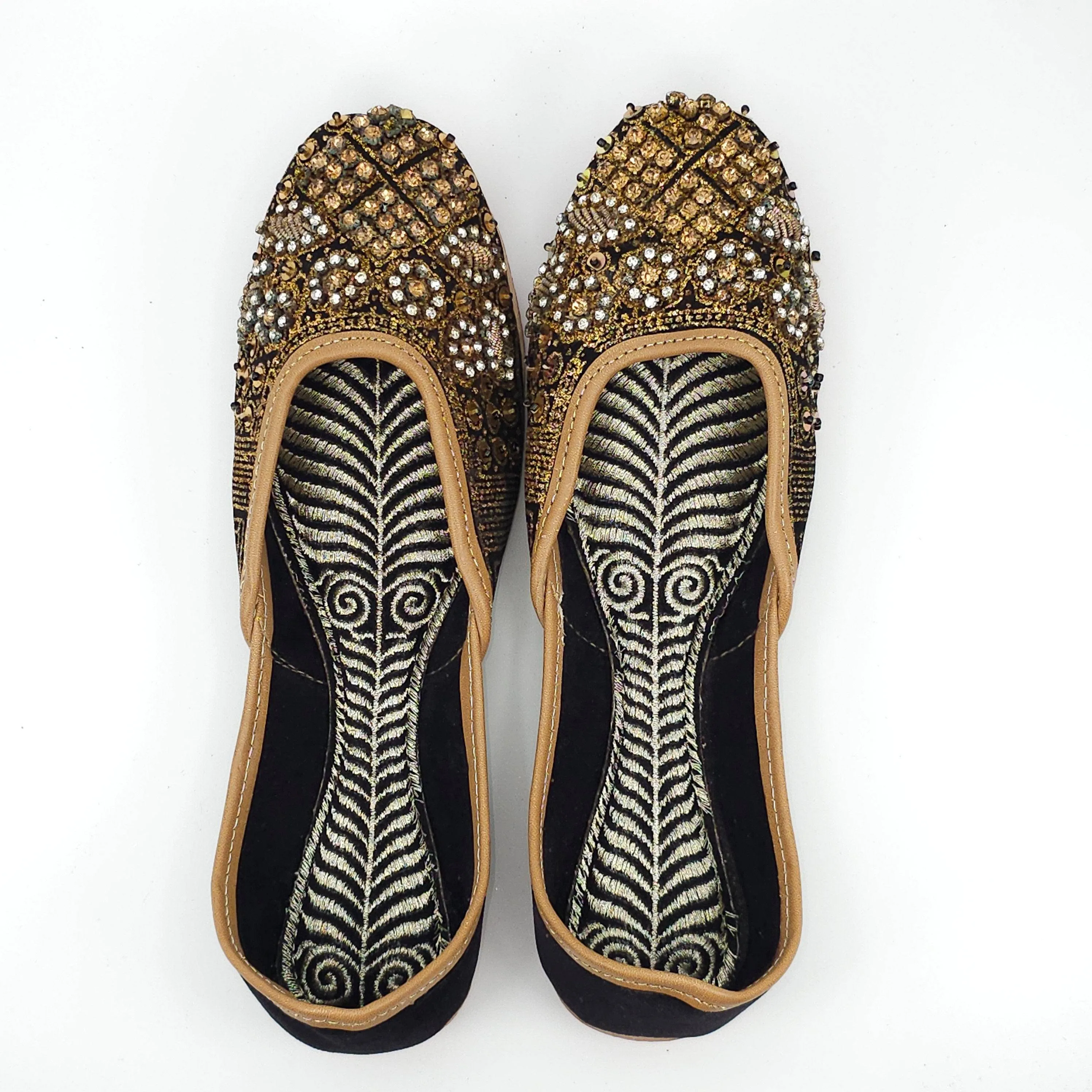 Zahra Black Gold Embroidered Bridal Juttis